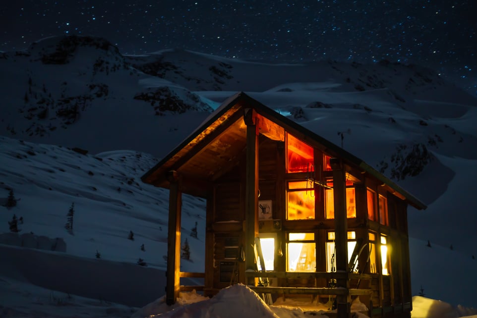 Starry Night at the Cozy Asulkan Cabin in Roger's Pass